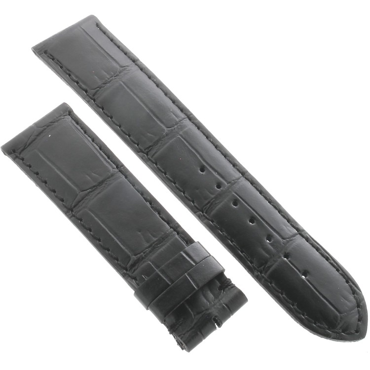 Cinturino Sartoriale Stampa Alligatore Nero Opaco 22/20 mm fodera nera classico