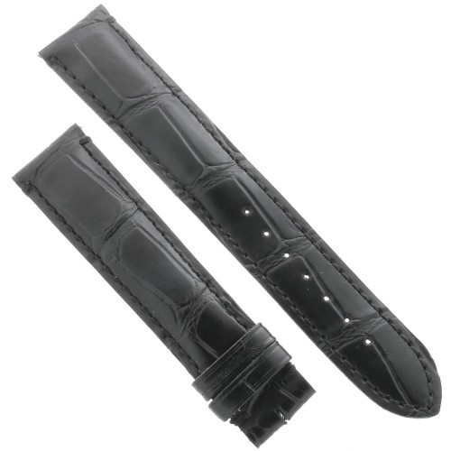 Cinturino Sartoriale Stampa Alligatore Nero Opaco 19/17 mm B47B  classico