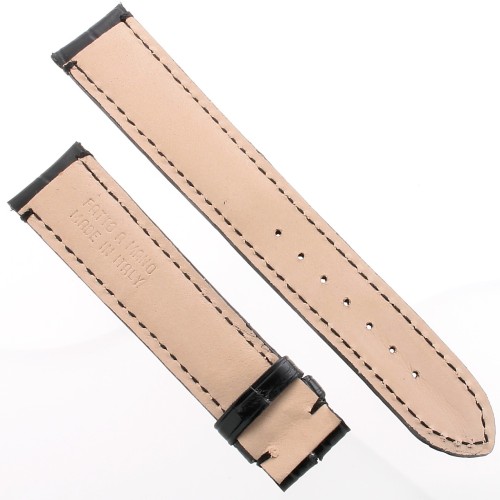 Cinturino Sartoriale Stampa Alligatore Nero Opaco 19/17 mm B47B  classico