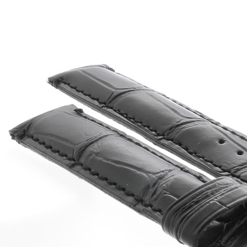 Cinturino Sartoriale Stampa Alligatore Nero Opaco 19/17 mm B47B  classico