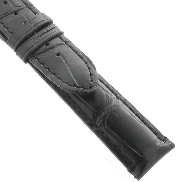 Cinturino Sartoriale Stampa Alligatore Nero Opaco 19/17 mm B47B  classico