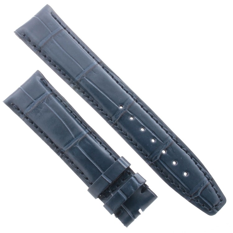 Cinturino Sartoriale Stampa Alligatore Blu Opaco 20/18 mm fodera nera