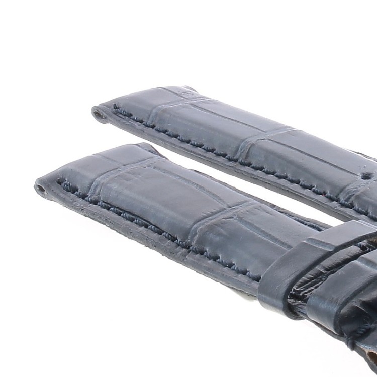 Cinturino Sartoriale Stampa Alligatore Blu Opaco 20/18 mm fodera nera