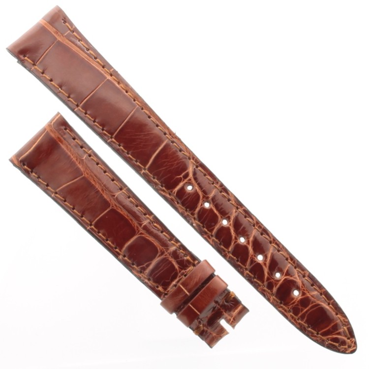 Cinturino Alligatore Marrone Gold Lucido 18/14 mm B35B forma classica