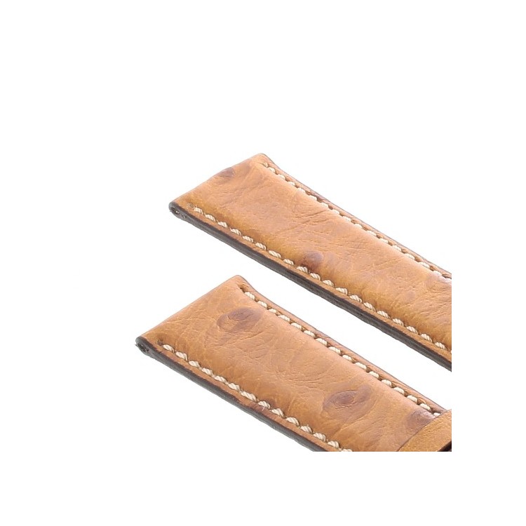 Cinturino Stampa Struzzo Marrone Miele opaco 20/16 mm B37B classico cuciture bianche