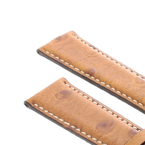 Cinturino Stampa Struzzo Marrone Miele opaco 20/16 mm B37B classico cuciture bianche
