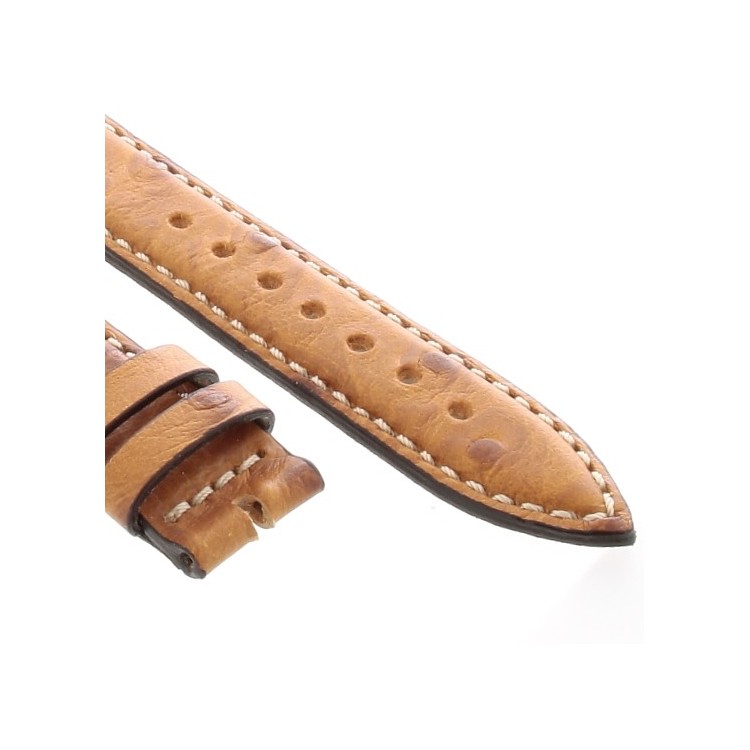 Cinturino Stampa Struzzo Marrone Miele opaco 20/16 mm B37B classico cuciture bianche