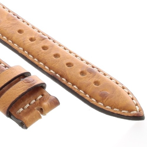 Cinturino Stampa Struzzo Marrone Miele opaco 20/16 mm B37B classico cuciture bianche