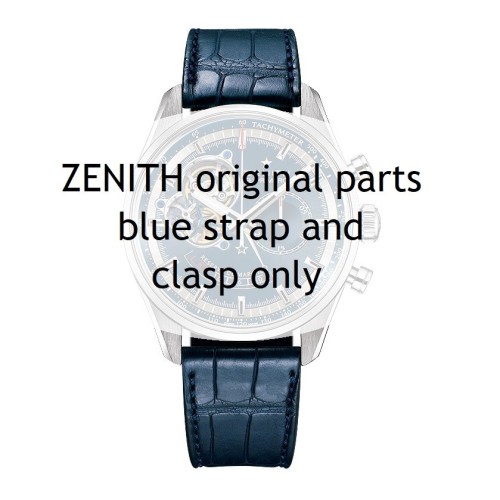 Zenith Cinturino 27.00.2118.700 FDA Alligatore Blu opaco 21/18 mm con chiusura déployante. Charles Vermot