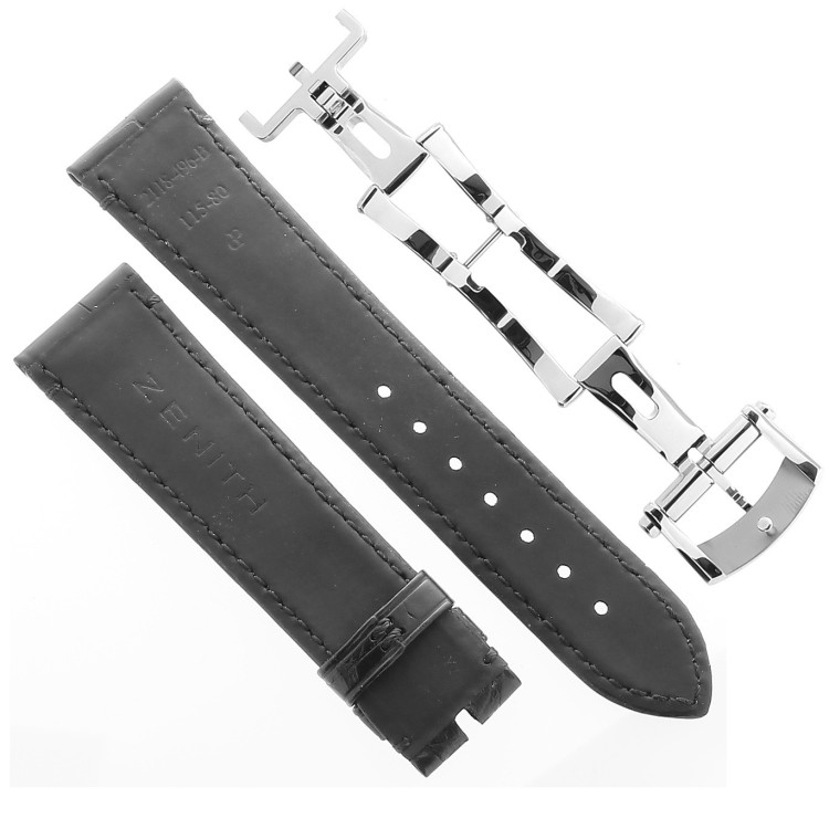 Zenith Cinturino 27.00.2118.496 FDA Alligatore Nero opaco 21/18 mm compresa chiusura déployante
