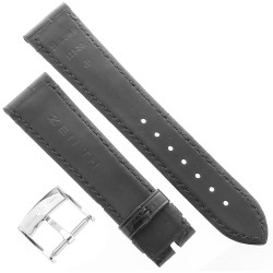 Zenith Cinturino 27.00.2118.496FA Alligatore Nero opaco 21/18 mm. Fibbia ad ardiglione in acciaio compresa. 2