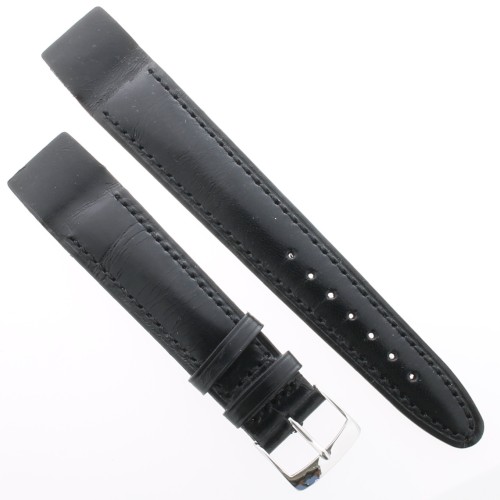 Cinturino aperto Sartoriale Pelle nero per orologio con ansa fissa.  20/18 mm