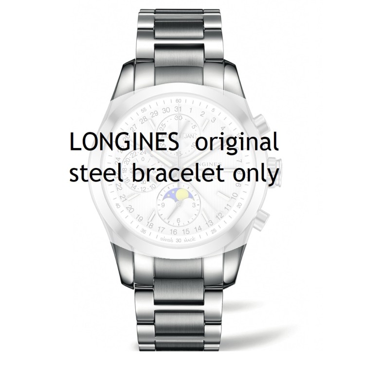 Longines bracciale L600143113 in acciaio per cronografo Conquest Classic 21 mm