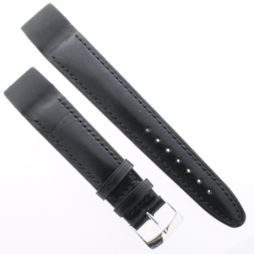 Cinturino aperto pelle nera per ansa fissa 20/18 mm cucito