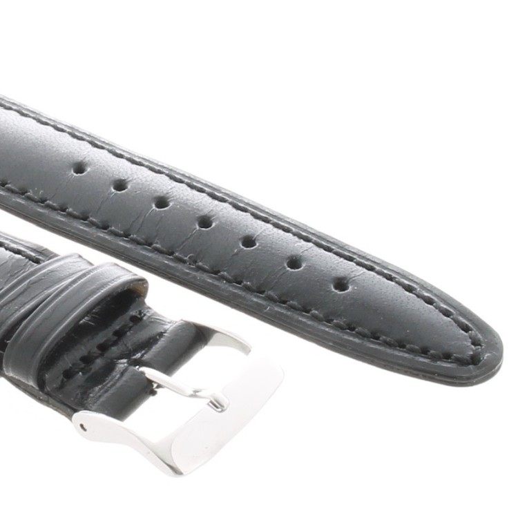 Cinturino aperto pelle nera per ansa fissa 20/18 mm cucito