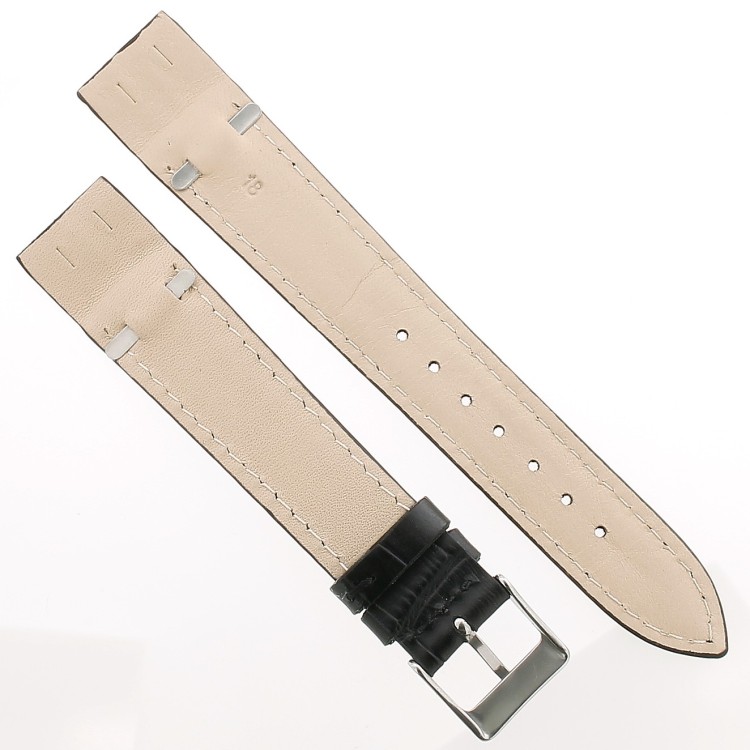 Cinturino aperto Sartoriale Stampa Alligatore nero per ansa fissa 18/16 mm B35B cucito