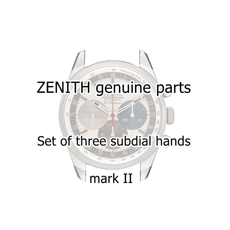 Zenith Lancette Contatori secondi, minuti e ore finitura bianca. Mark II per orologio ref. A386 cronografo El Primero