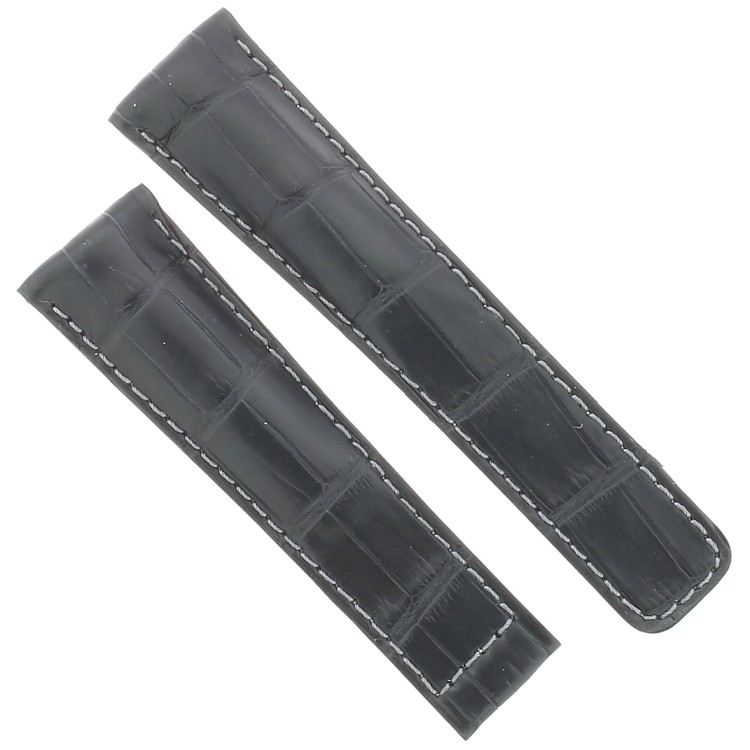 Tag Heuer Cinturino Monaco Alligatore Nero Non Originalecuciture chiare 22/18 mm