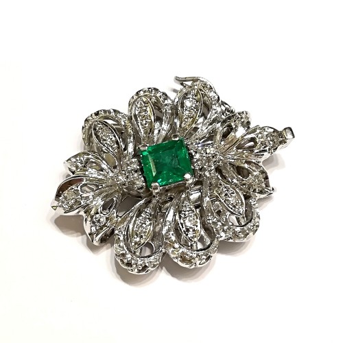 Chiusura Perle Smeraldo Diamanti ct 0,19 Oro 18 kt 9,6 gr