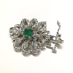 Chiusura Perle Smeraldo Diamanti ct 0,19 Oro 18 kt 2