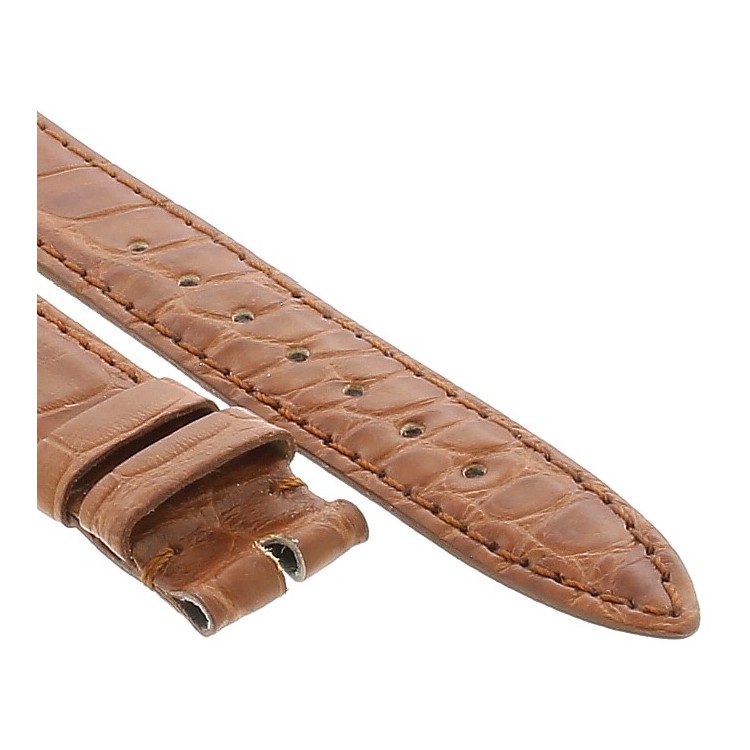 Cinturino Coccodrillo marrone gold miele 18/14  sottile, forma classica, per orologi ultrapiatti quarzo e carica manuale