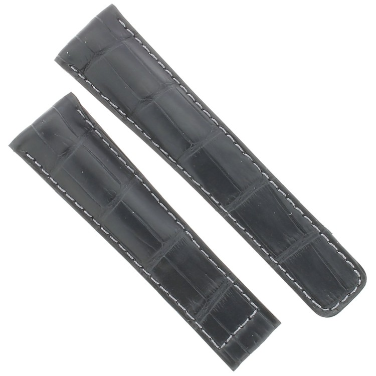 Tag Heuer Cinturino Monaco Alligatore Nero Non Originalecuciture chiare 22/18 mm