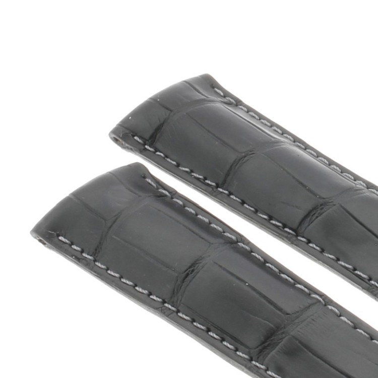 Tag Heuer Cinturino Monaco Alligatore Nero Non Originalecuciture chiare 22/18 mm