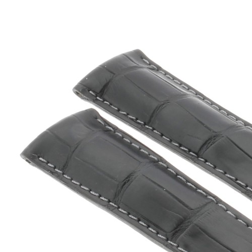 Tag Heuer Cinturino Monaco Alligatore Nero Aftermarket Compatibile cuciture grigie 22/18 mm