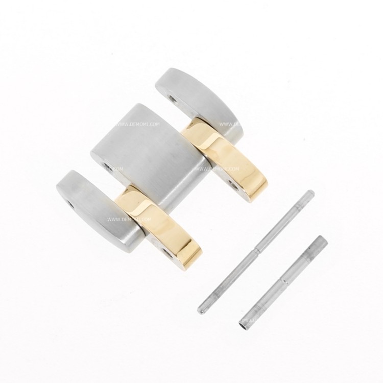 Zenith Maglia per Bracciale Rainbow. Finitura acciaio e oro giallo PVD Misure: 17,5x10x3,5 mm