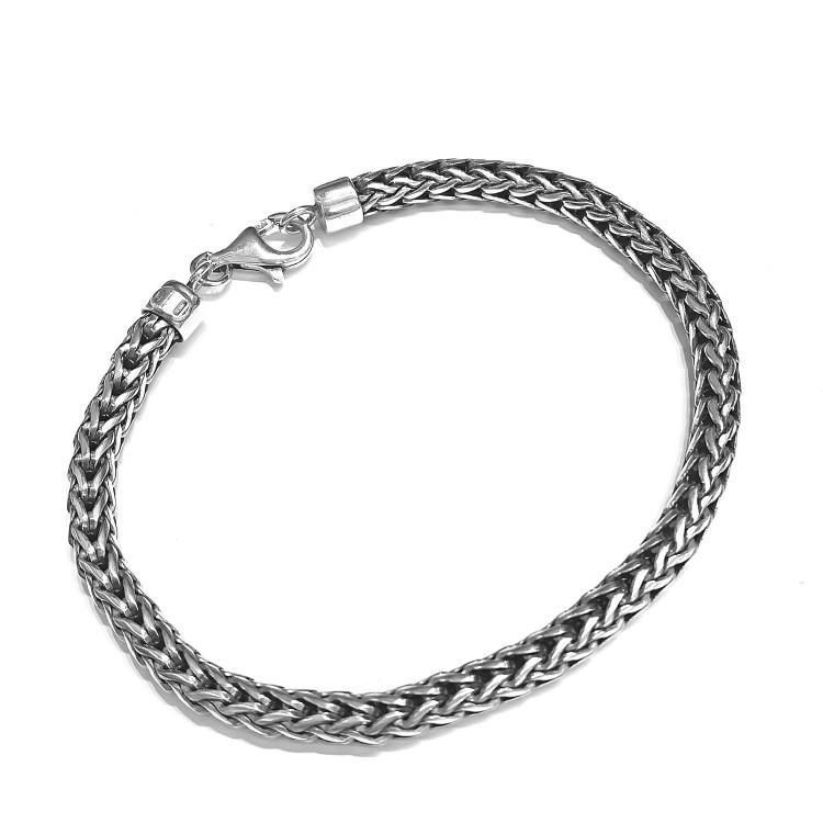 Bracciale Argento 925 Spiga Stondata 4,8 mm x 21 cm