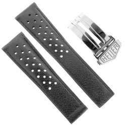 Tag Heuer Cinturino Monaco FC6356 FDA2 Pelle Nera Forata 22/18 mm