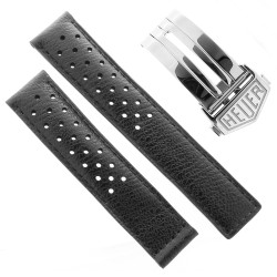 Tag Heuer Cinturino Carrera FC6353 FDA2 Pelle Nera Forata 19/18 mm