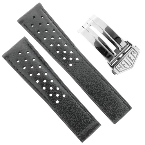 Tag Heuer Monaco Black Leather Strap FC6356 FDA2 22/18 mm Perforated