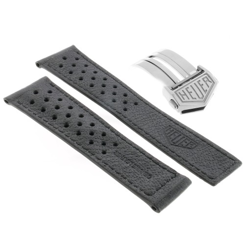 Tag Heuer Cinturino Monaco FC6356 FDA2 Pelle Nera Forata 22/18 mm