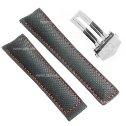Tag Heuer Cinturino Carrera Pelle FC6256 FDA Nero carbon fiber misure 22/18 mm