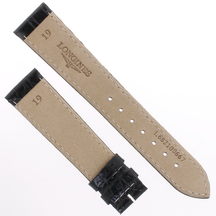 Longines Cinturino L682100667 Stampa Alligatore Nero - black calfskin strap 19/16 mm