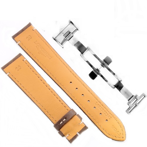 Longines Cinturino L682152342 FDA Pelle Marrone Opaco cuciture chiare 20/18 mm