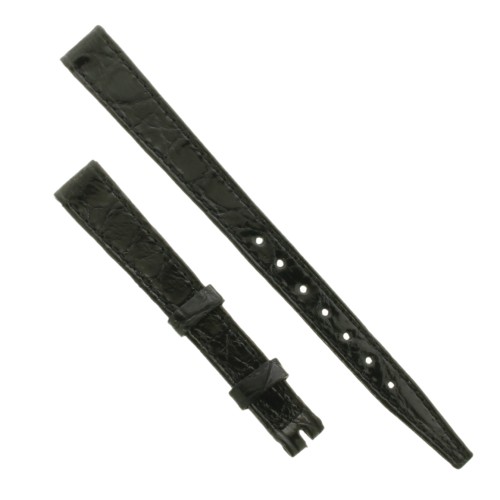OMEGA cinturino Vintage Coccodrillo Nero 9/8 con cuciture nere.Lunghezza spezzoni 105/65 mm. Spessore 3 mm all'ansa.