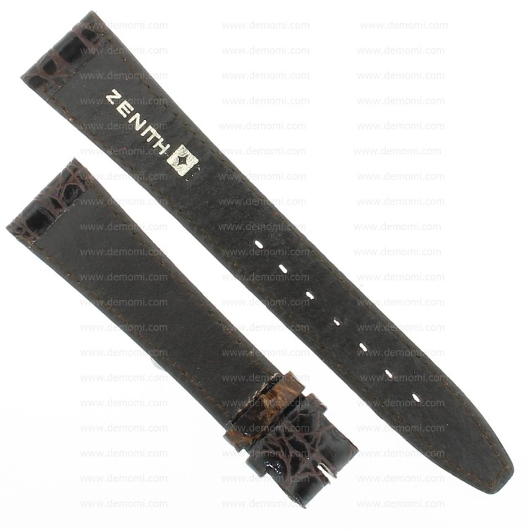 Zenith Cinturino Coccodrillo Marrone 18/14 mm cucito piatto spessore 2,5/3 mm lunghezza 75/114 mm
