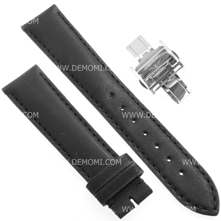 Longines Cinturino L682100480 FDA Pelle Liscia Opaca Nero 18/16 mm Heritage