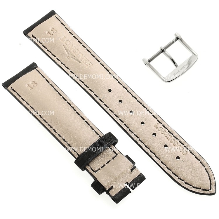 	Longines Cinturino L682100480 FA Pelle Liscia Opaca Nero 18/16 mm Heritage