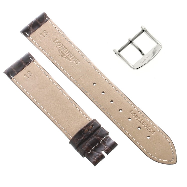 Longines Cinturino L682100664 FA Stampa Alligatore Marrone Moka 18-16 mm