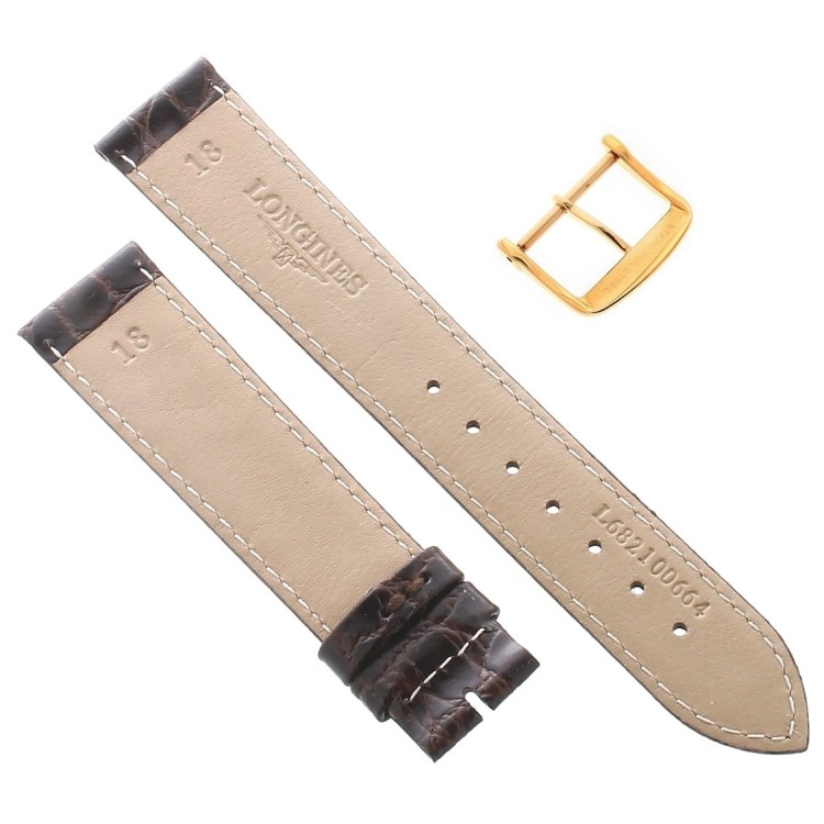 Longines Cinturino L682100664 FR Stampa Alligatore Marrone Moka 18-16 mm