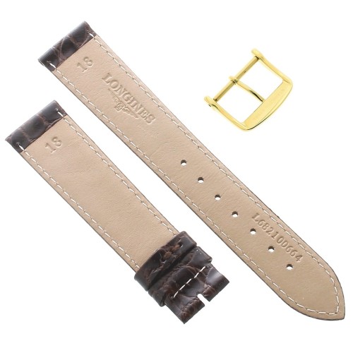 Longines Cinturino L682100664 FG Stampa Alligatore Marrone Moka 18-16 mm