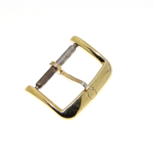 Omega Fibbia Vintage ardiglione Placcata Oro 16 mm emblema inciso
