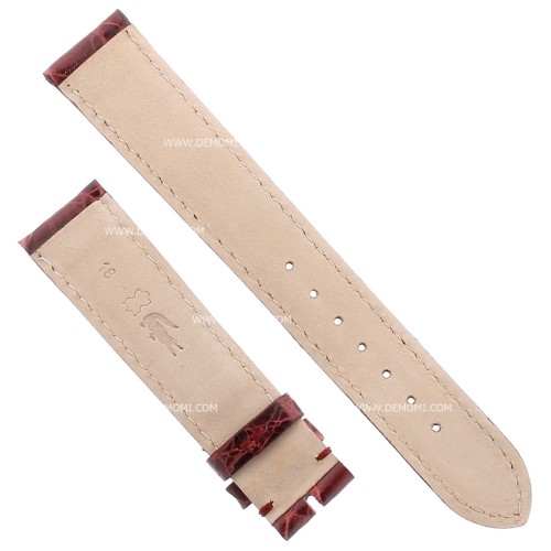 Cinturino Coccodrillo Rosso Bordeaux Lucido 18/16 mm B37B forma classica
