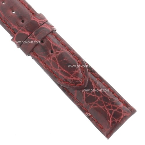 Cinturino Coccodrillo Rosso Bordeaux Lucido 18/16 mm B37B forma classica