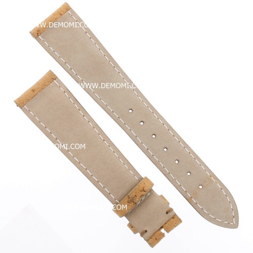 Cinturino Sartoriale Struzzo Marrone Miele Opaco 20/16 mm B37B.  Impuntura su  fibba.