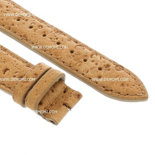 Cinturino Sartoriale Struzzo Marrone Miele Opaco 20/16 mm B37B.  Impuntura su  fibba.