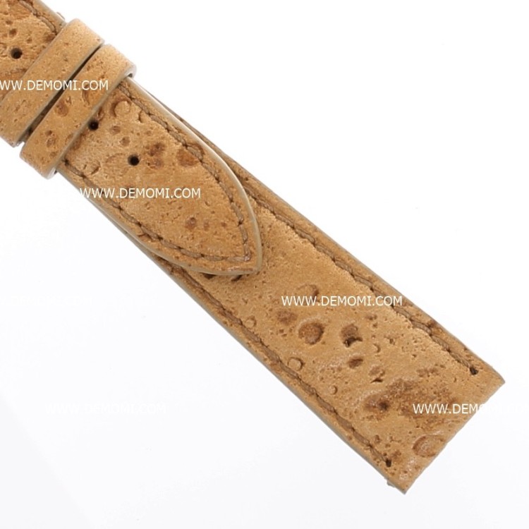 Cinturino Sartoriale Struzzo Marrone Miele Opaco 20/16 mm B37B.  Impuntura su  fibba.